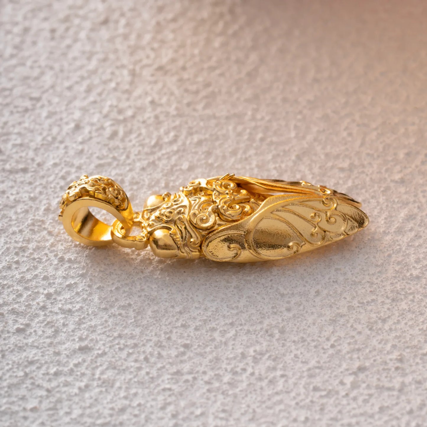 Customized Full 14K Gold Cicada Pendant Details 05