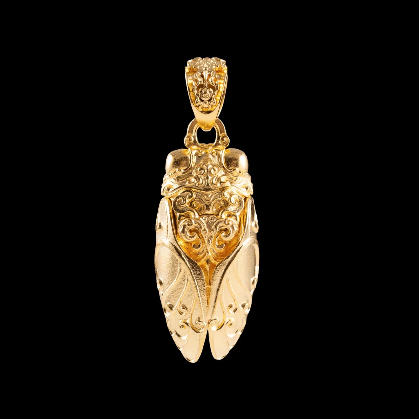 Customized Full 14K Gold Cicada Pendant