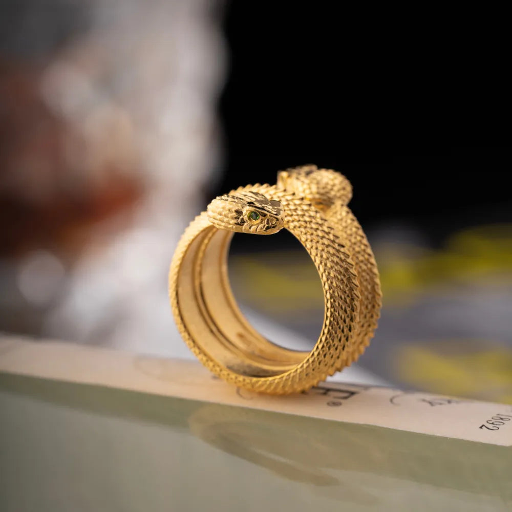 Customized 24K Gold Amphisbaena Triple Layer Ring Details 03