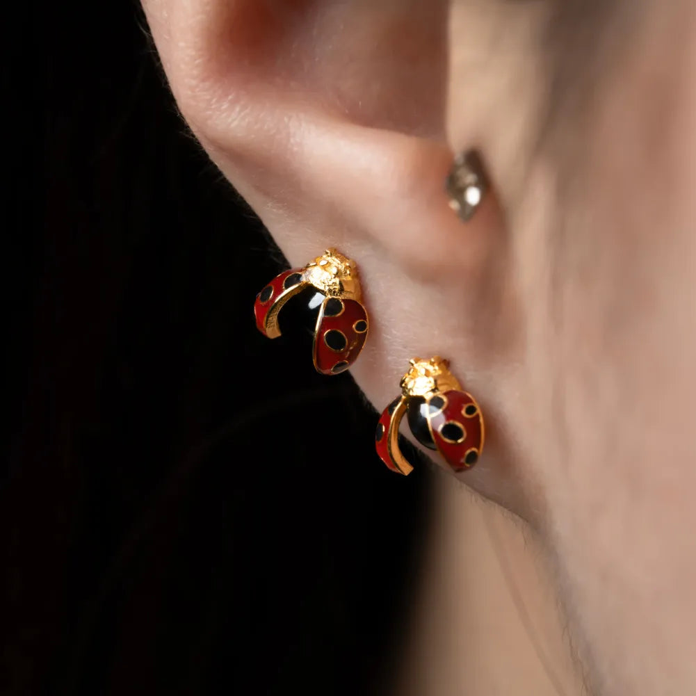 Customized Gold Vermeil Ladybug Studs Details 02