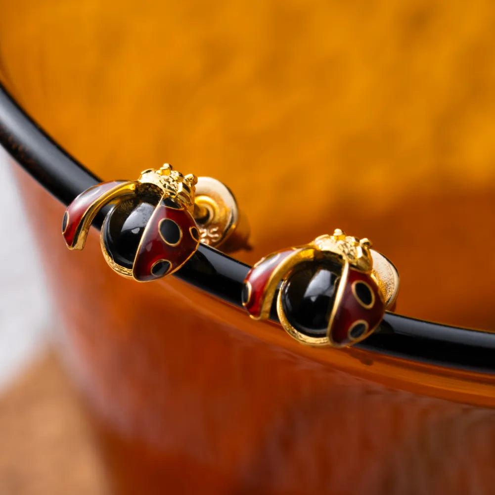 Customized Gold Vermeil Ladybug Studs Details 03
