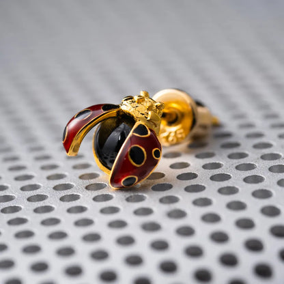Customized Gold Vermeil Ladybug Studs Details 04