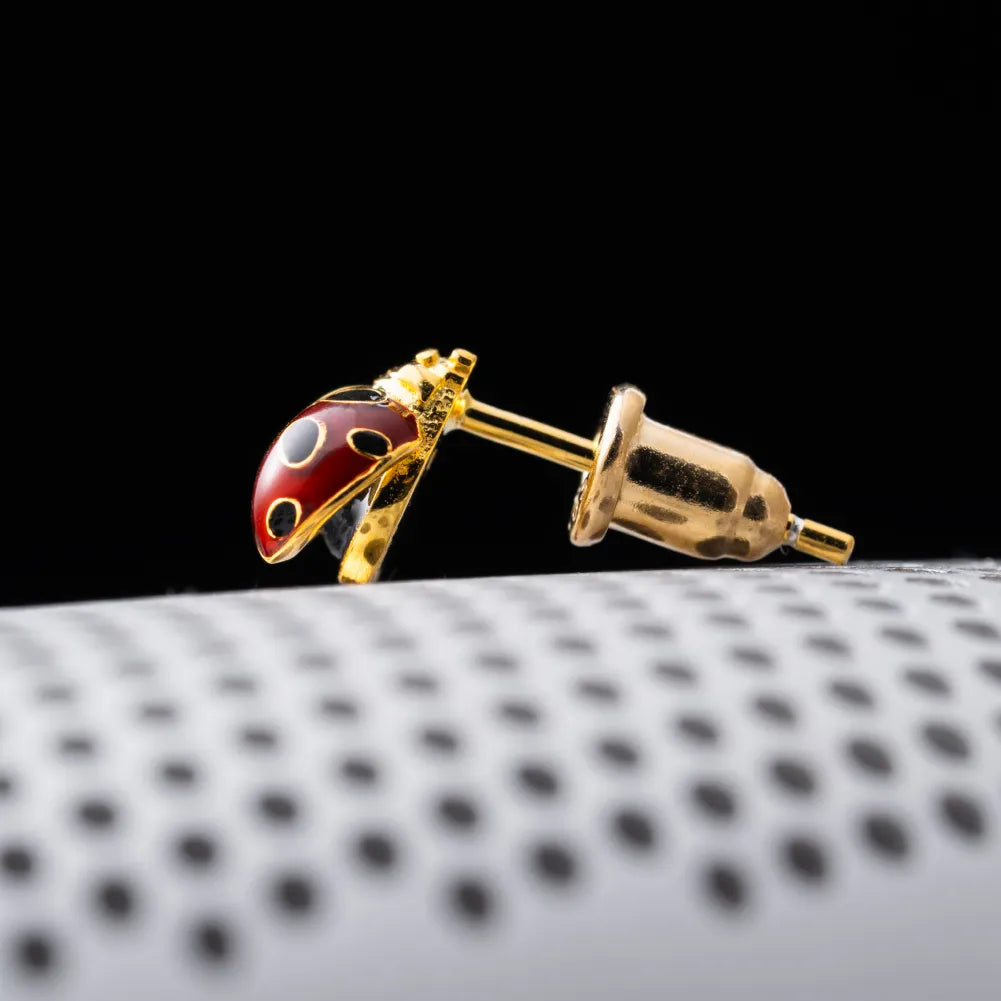 Customized Gold Vermeil Ladybug Studs Details 05
