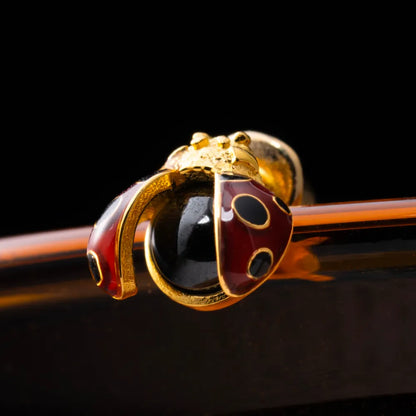 Customized Gold Vermeil Ladybug Studs Details 06