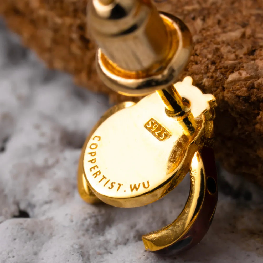 Customized Gold Vermeil Ladybug Studs Details 07