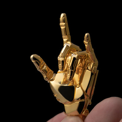 Customized Gold Vermeil Mechanical Hand Pendant Left Details 02