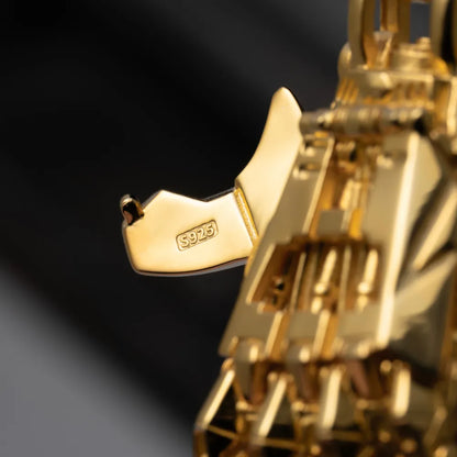 Customized Gold Vermeil Mechanical Hand Pendant Left Details 05