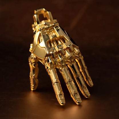 Customized Gold Vermeil Mechanical Hand Pendant Left Details 06