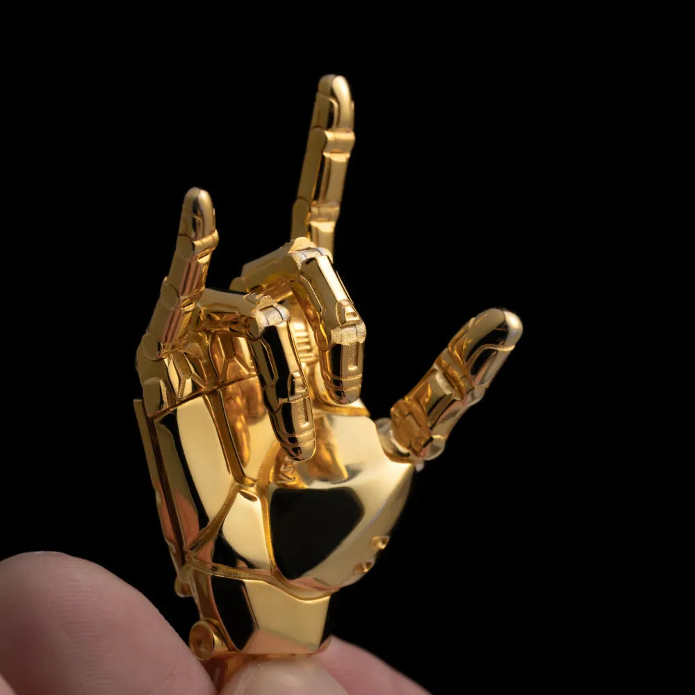 Customized Gold Vermeil Mechanical Hand Pendant Right Details 02