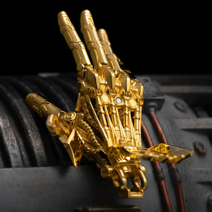 Customized Gold Vermeil Mechanical Hand Pendant Right Details 03