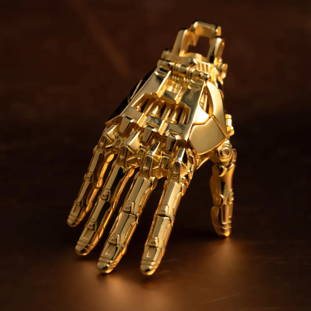 Customized Gold Vermeil Mechanical Hand Pendant Right Details 06