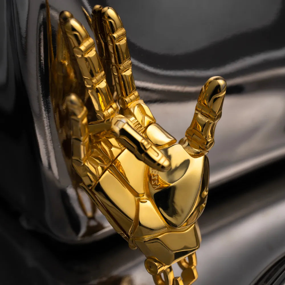 Customized Gold Vermeil Mechanical Hand Pendant Right Details 07