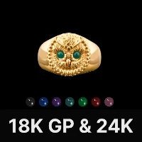 Owl Ring Gold Vermeil & 24K Gold & Gemstone