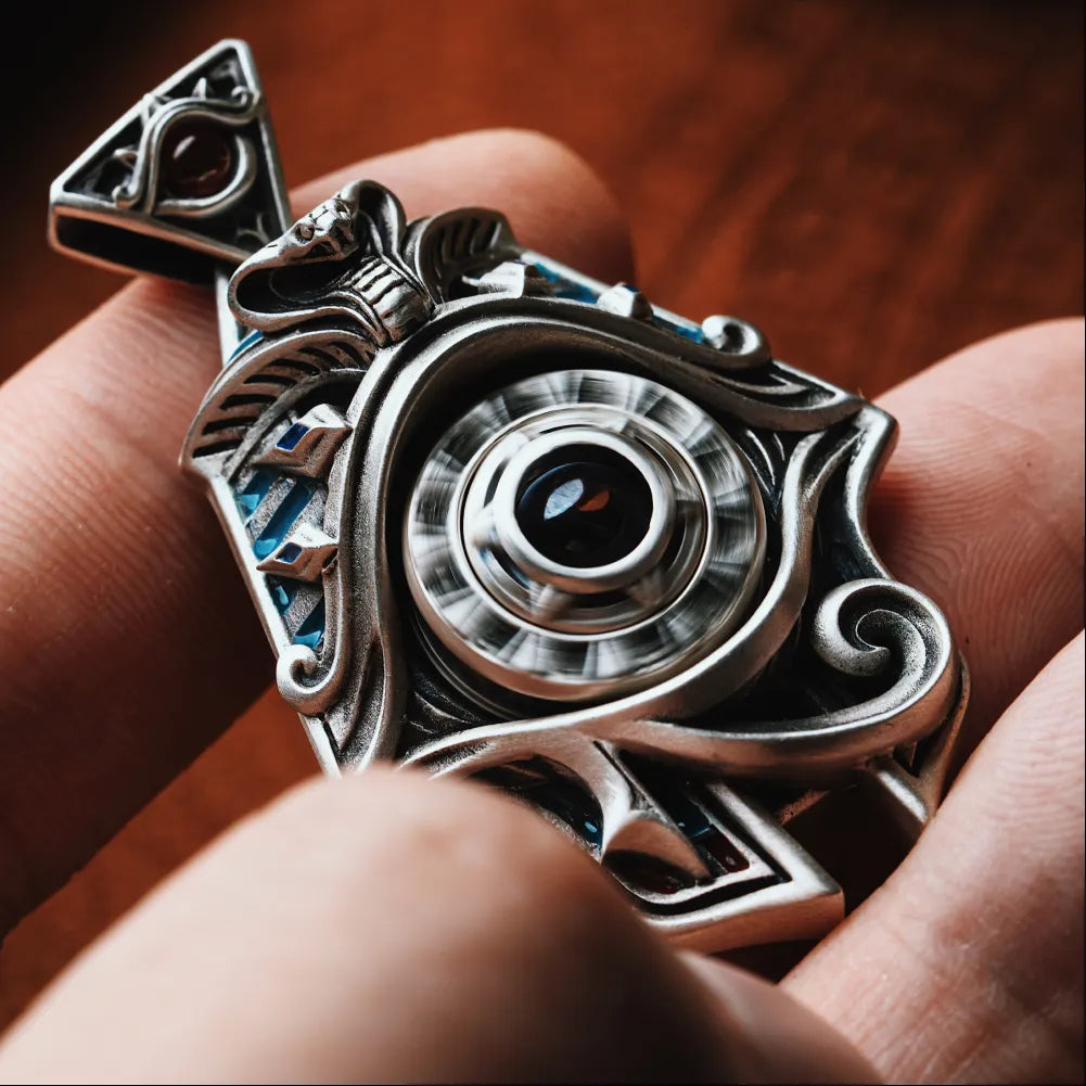 Customized OX.Silver Eye of Horus Spinner Pendant Details 5