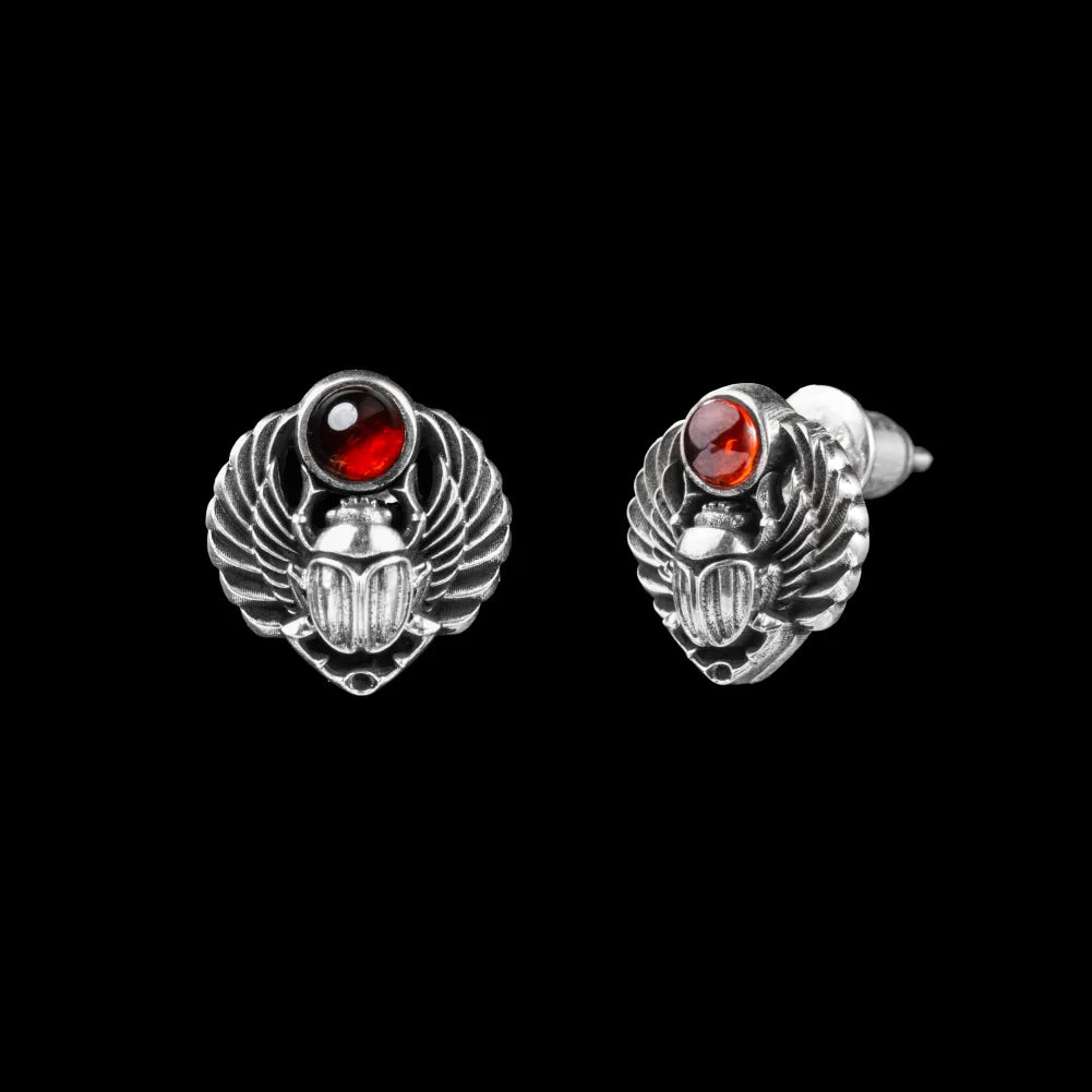 Customized OX.Silver Scarab Studs Details A Pair