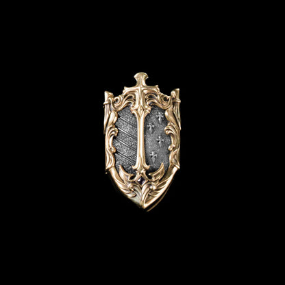 Customized OX.Silver With 14K Gold Vowkeeper Shield
