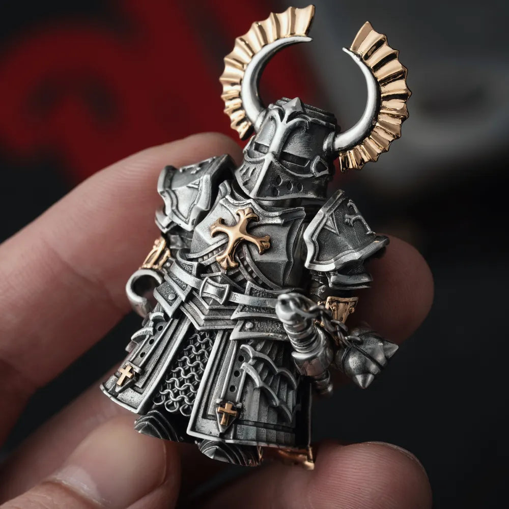 Customized OX.Silver With 18K Gold Crusader Figurine Details07