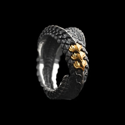 Customized OX.Silver With 24K Gold Dragon Scale Ring 2.0 Details 01