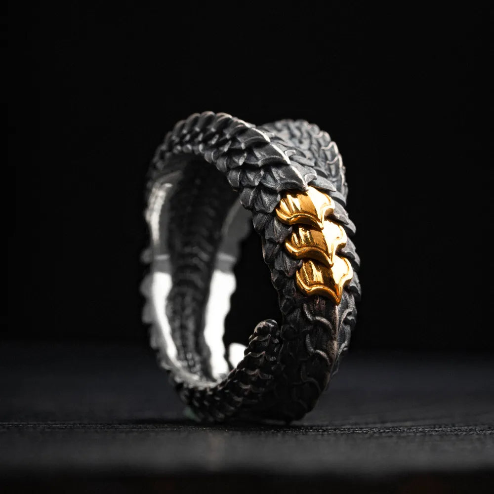 Customized OX.Silver With 24K Gold Dragon Scale Ring 2.0 Details 05