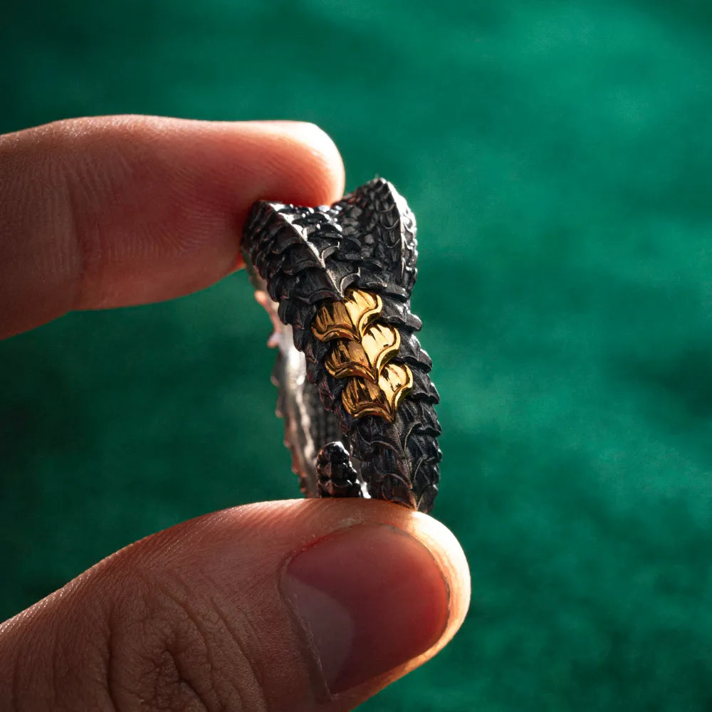 Customized OX.Silver With 24K Gold Dragon Scale Ring 2.0 Details 07