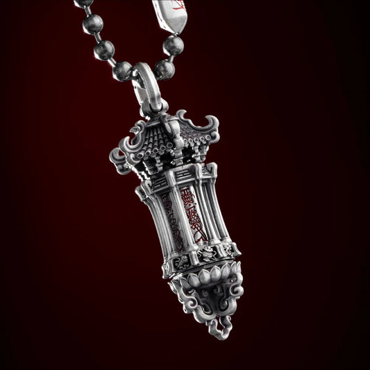 Customized Ox.Silver Rotating Temple of Fortune Pendant Details 01