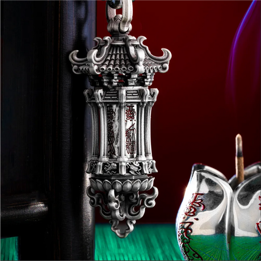 Customized Ox.Silver Rotating Temple of Fortune Pendant Details 02