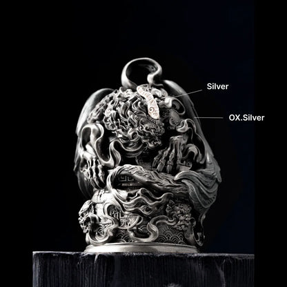 Customized Ox.Silver With Silver PiXiu Bell Details 01