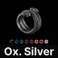 Amphisbaena Triple layer Ring Oxidized Silver & Gemstone