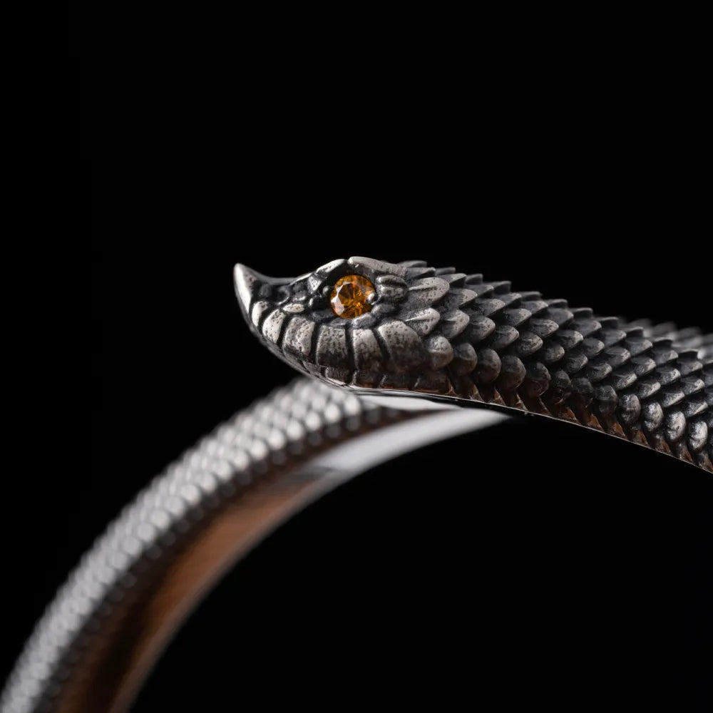 Customized Oxidized Silver Hognose Snake Bracelet Details 03