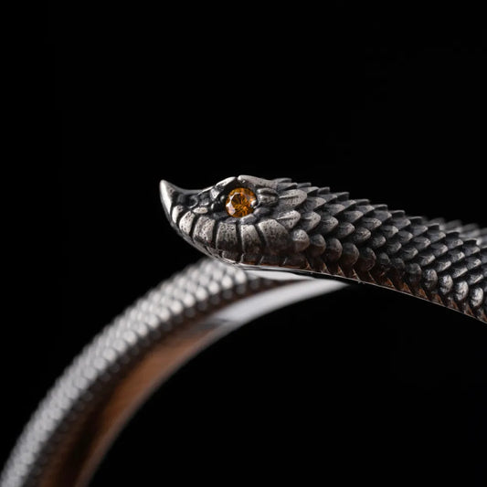 Customized Oxidized Silver Hognose Snake Bracelet Details 03