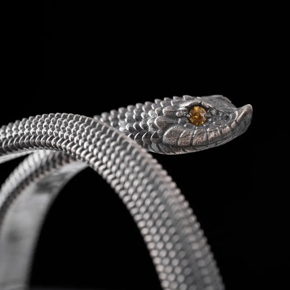 Customized Oxidized Silver Hognose Snake Bracelet Details 04