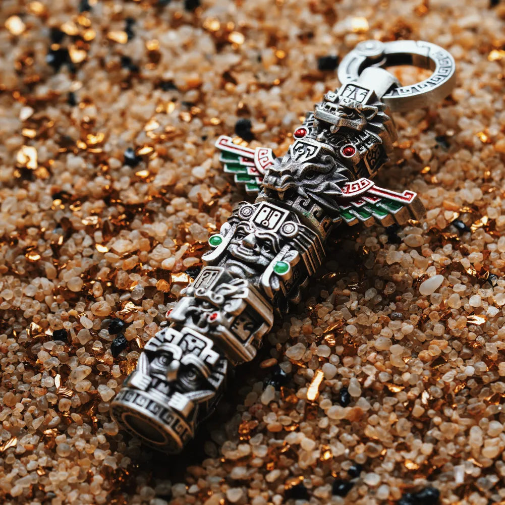 Customized Oxidized Silver Mayan Totem Pendant Details 07