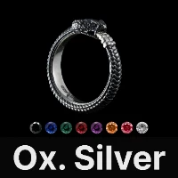 Ouroboros Ring Oxidized Silver & Gemstone