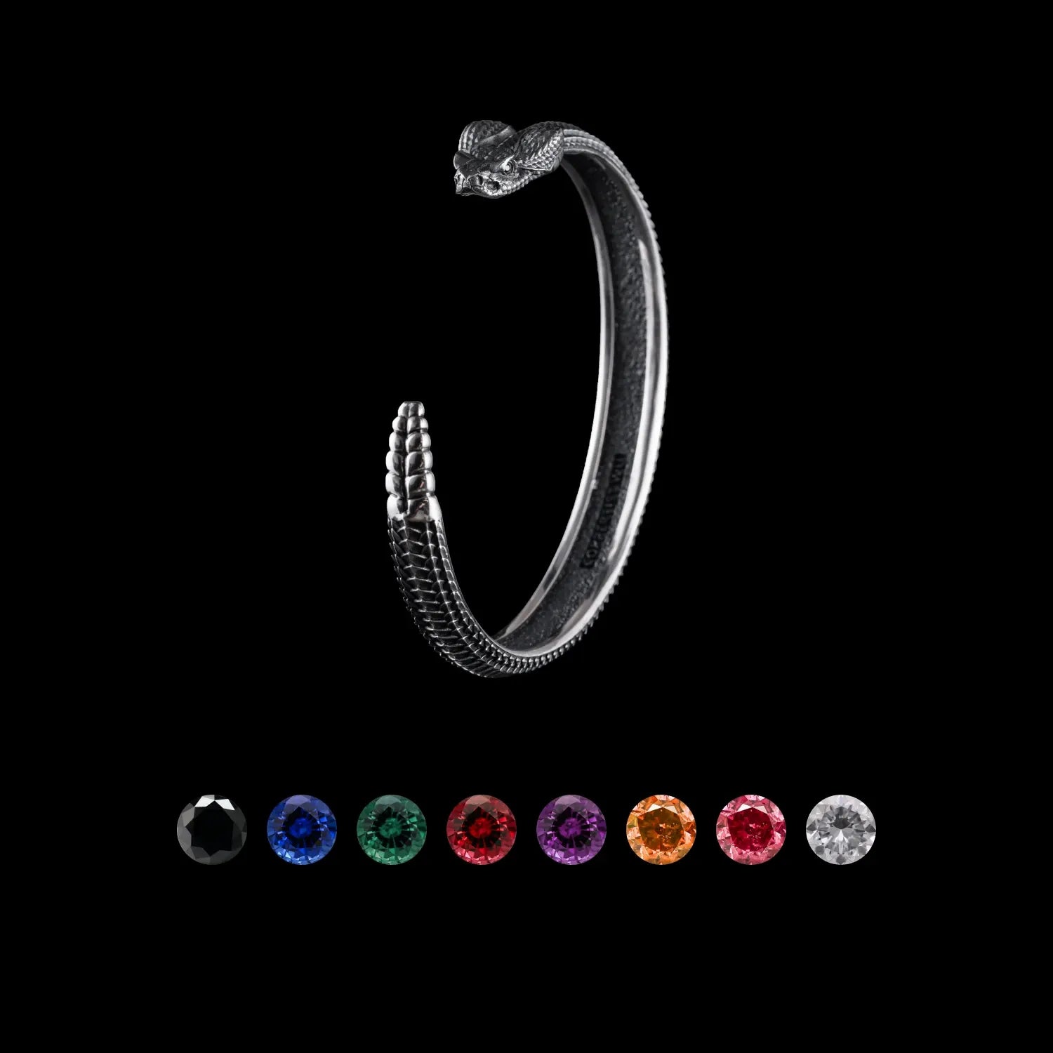 Rattlesnake Bracelet Oxidized Silver & Gemstone