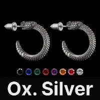 Rattlesnake Earrings Oxidized Silver & Gemstone