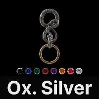 Snake Keychain Oxidized Silver & Gemstone