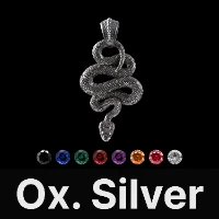 Snake Pendant Oxidized Silver & Gemstone