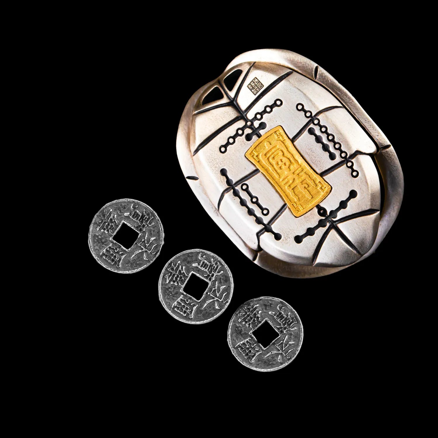 Coins Turtle Shell Versatile Turtle Shell and Ancient Coin Handpiece for Divination V24 ...