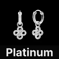 Double Snake Hoop Charm Earrings Platinum