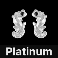 Knob Tail Gecko Earrings Platinum & Black Agate
