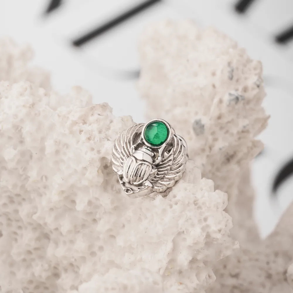 Customized Platinum Scarab Studs Details 06