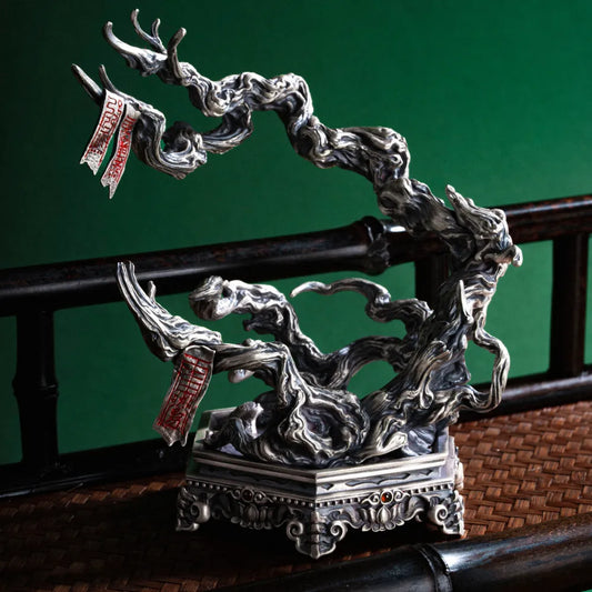 Customized Silve Dragon Spine Blade Gourd Stand Details02