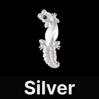 Knob Tail Gecko Fridge Magnets Silver & Black Agate