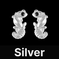 Knob Tail Gecko Earrings Silver & Black Agate