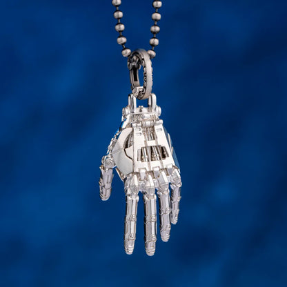 Customized Silver Mechanical Hand Pendant Left Details 01