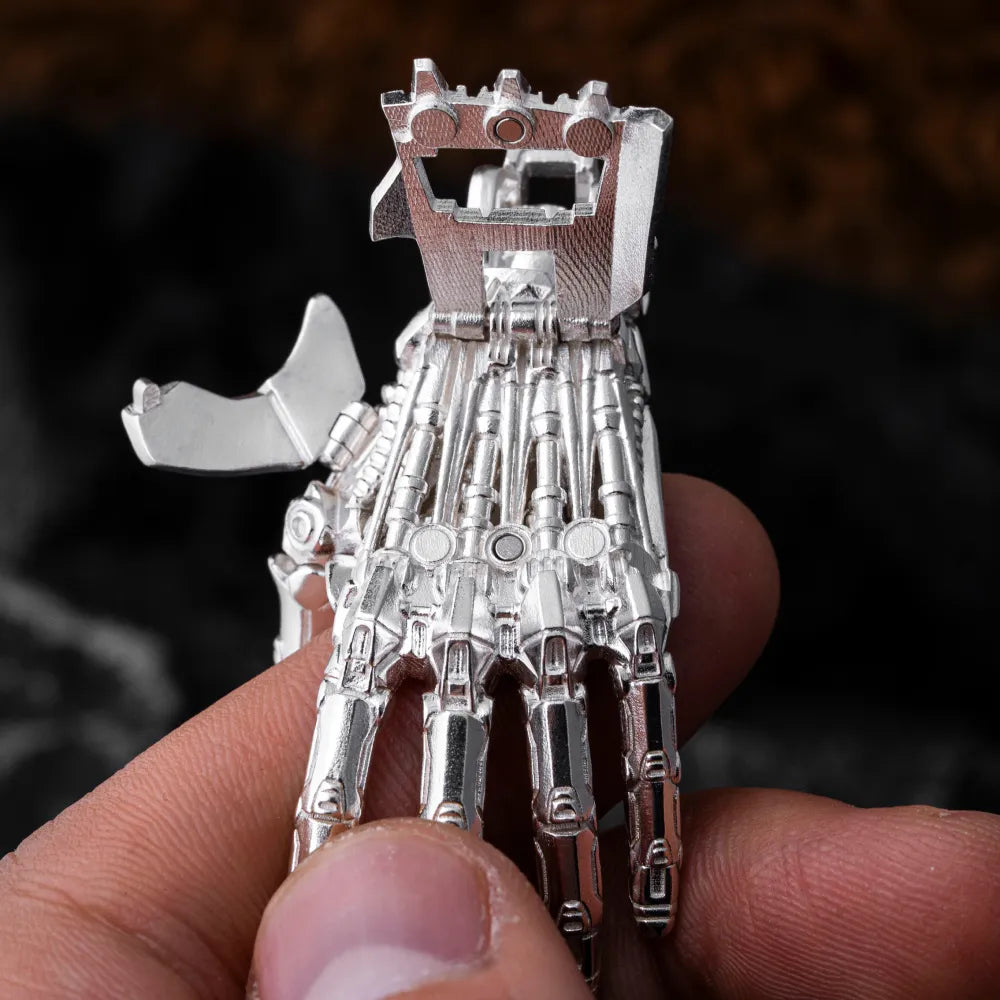Customized Silver Mechanical Hand Pendant Left Details 03