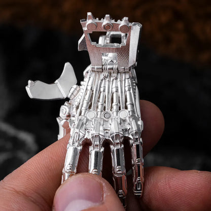 Customized Silver Mechanical Hand Pendant Left Details 03