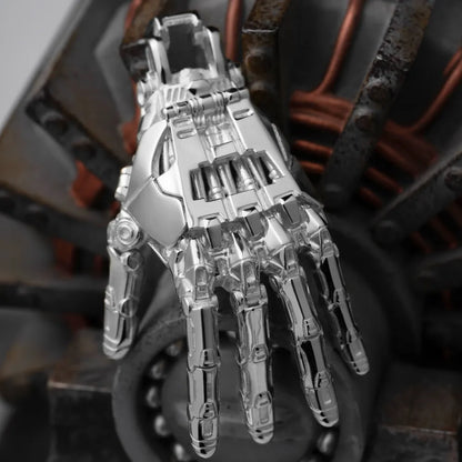 Customized Silver Mechanical Hand Pendant Left Details 06