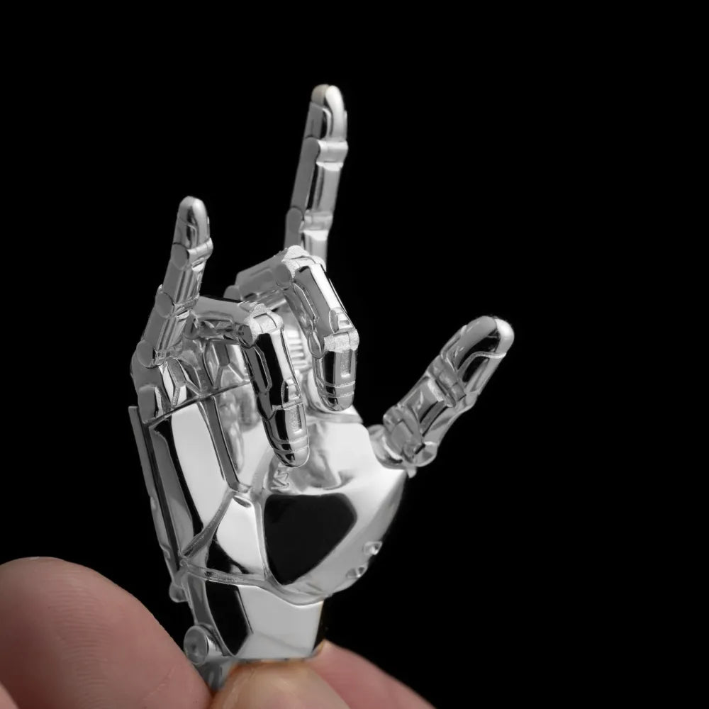 Customized Silver Mechanical Hand Pendant Right Details 01