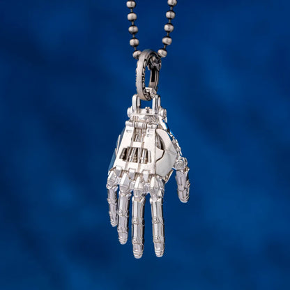 Customized Silver Mechanical Hand Pendant Right Details 02